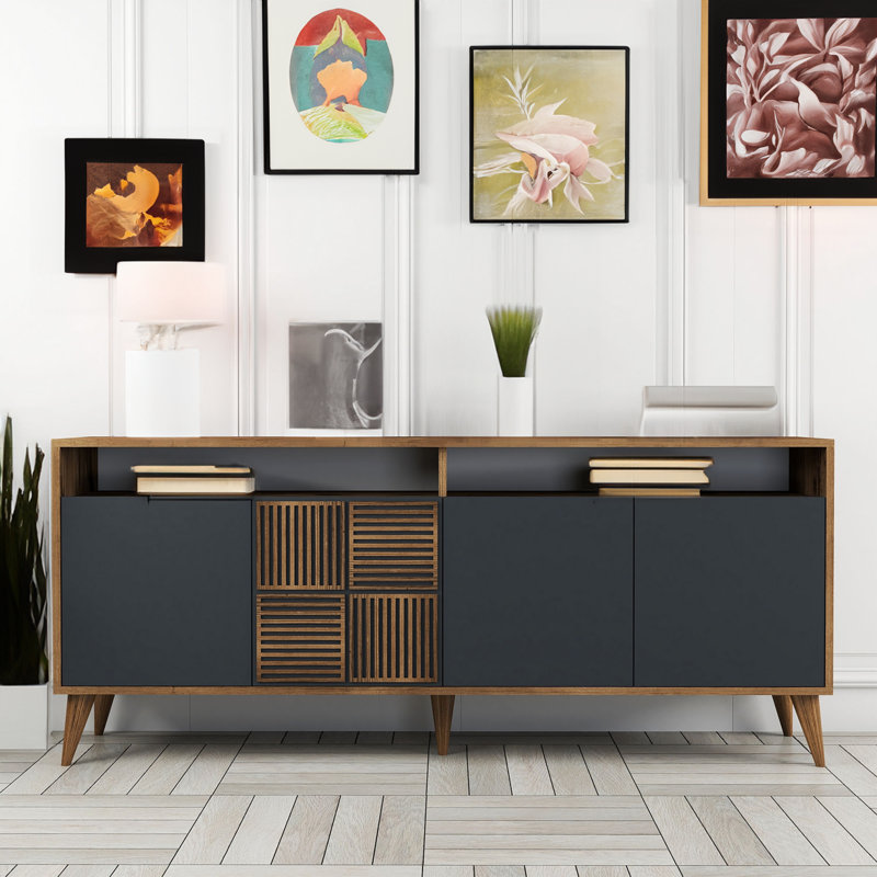 Lusio 70.9'' Console Table, Walnut/Anthracite
