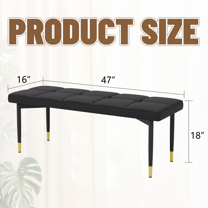Modern Bench with Tufted Cushionon,Space-Saving Solution for Apartments, 18" H x 47" W x 16" D