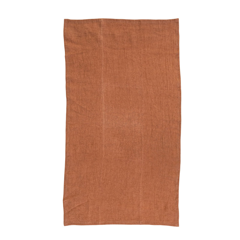 Oversized Stonewashed Linen Decorative Tea Towel for Dining and Kitchen, Orange