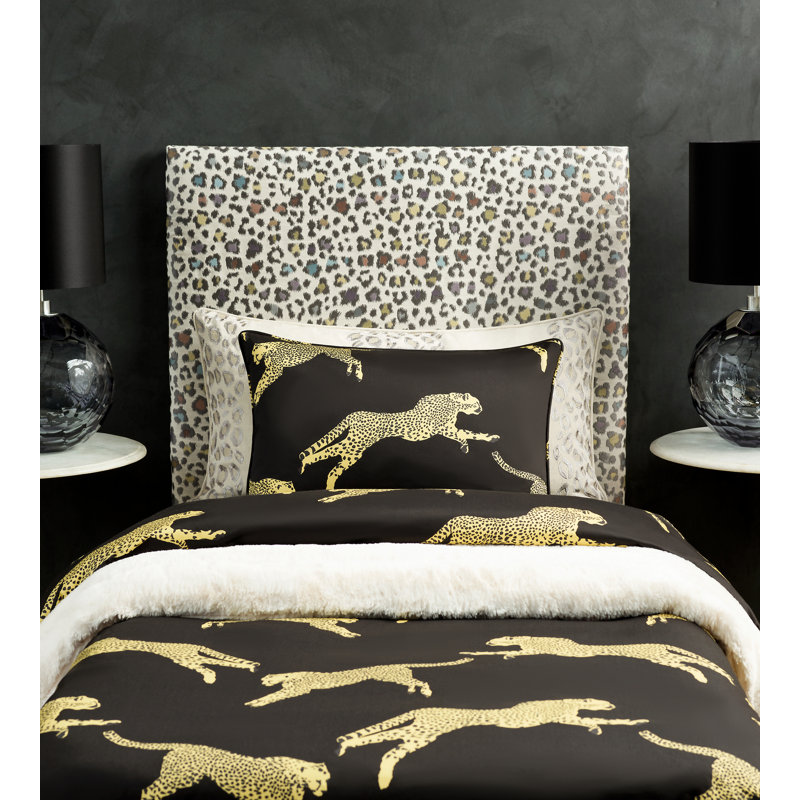 Leaping Cheetah Fabric, Black Magic