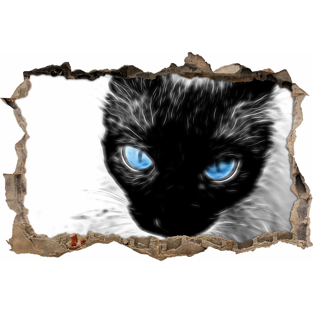 Wandtattoo Blaue Augen von  schwarzer Katze