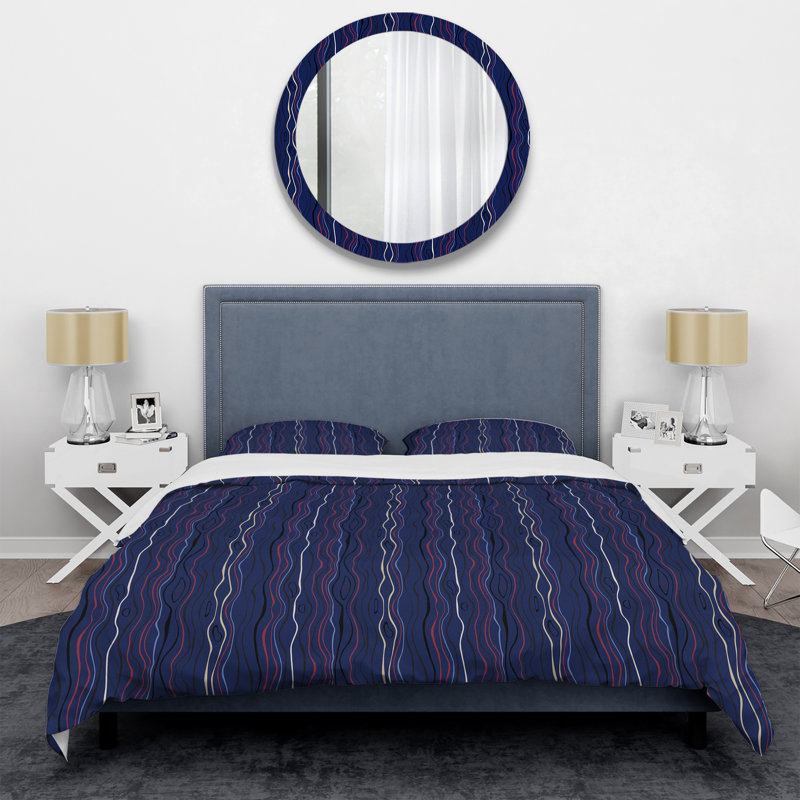 Ensemble de housse de couette en microfibre bleu / blanc / rose 3 pièces, Housse de couette simple + 1 taie décorative stan