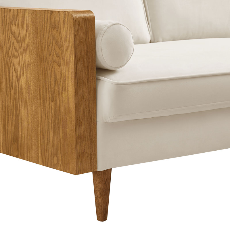 Kellan Performance Velvet Sofa, 33.86" H x 61.22" W x 31.89" D, 2, Walnut Alabaster