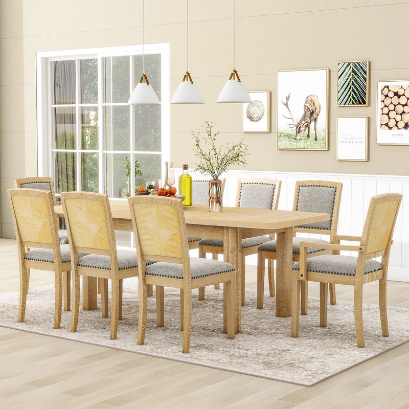 Ensemble de salle à manger rectangulaire L 84 po x l 36 po Keirsten, Naturel / gris