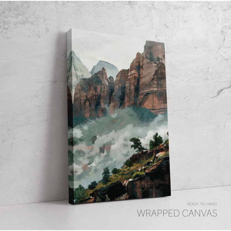 Parc national de Zion, ensemble de 3 estampes, montagne, aquarelle, affiche, art mural sur toile, Toile tendue