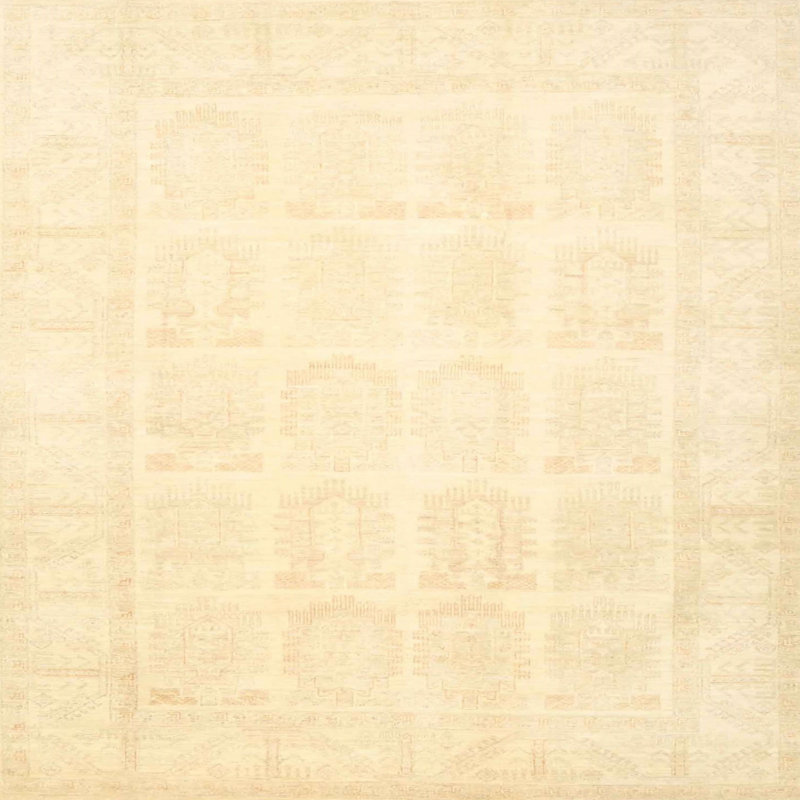 Tapis traditionnel beige clair Dhudam, Carré 5 pi