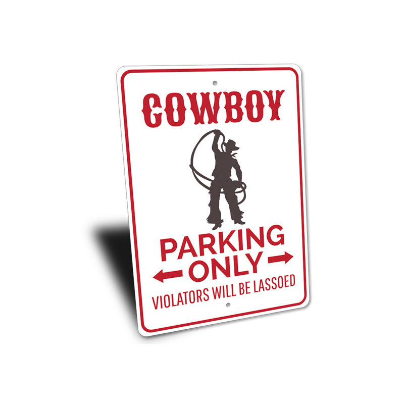 Enseigne en aluminium Cowboy, H 14 po x l 10 po x P 0,04 po