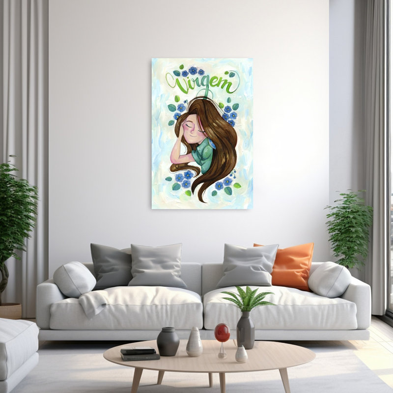 «Dreaming Virgo Girl», impression contemporaine de paysage floral abstrait, 60" H x 40" W