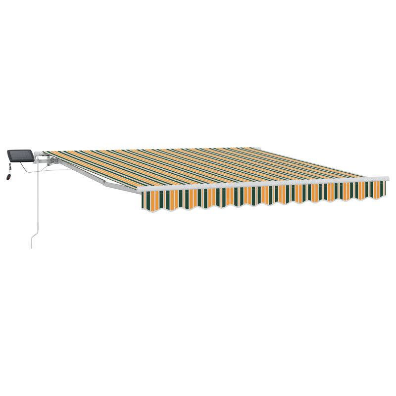 Brayden Studio Retractable Patio Awning, Green/Yellow Striped, 300 cm W x 250 cm D