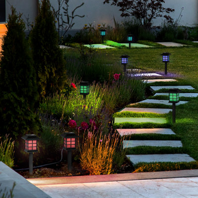 Solar Ground Plug Lights - Colorful Light 6-Pack
