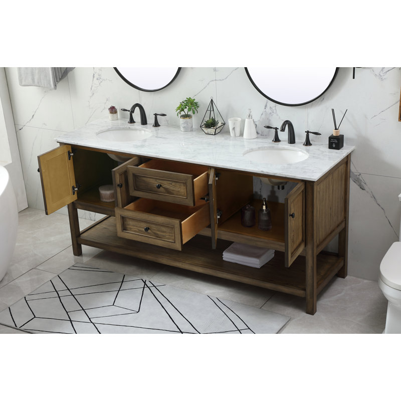Ensemble de meuble-lavabo double 72 po Bonsai, Brun foncé