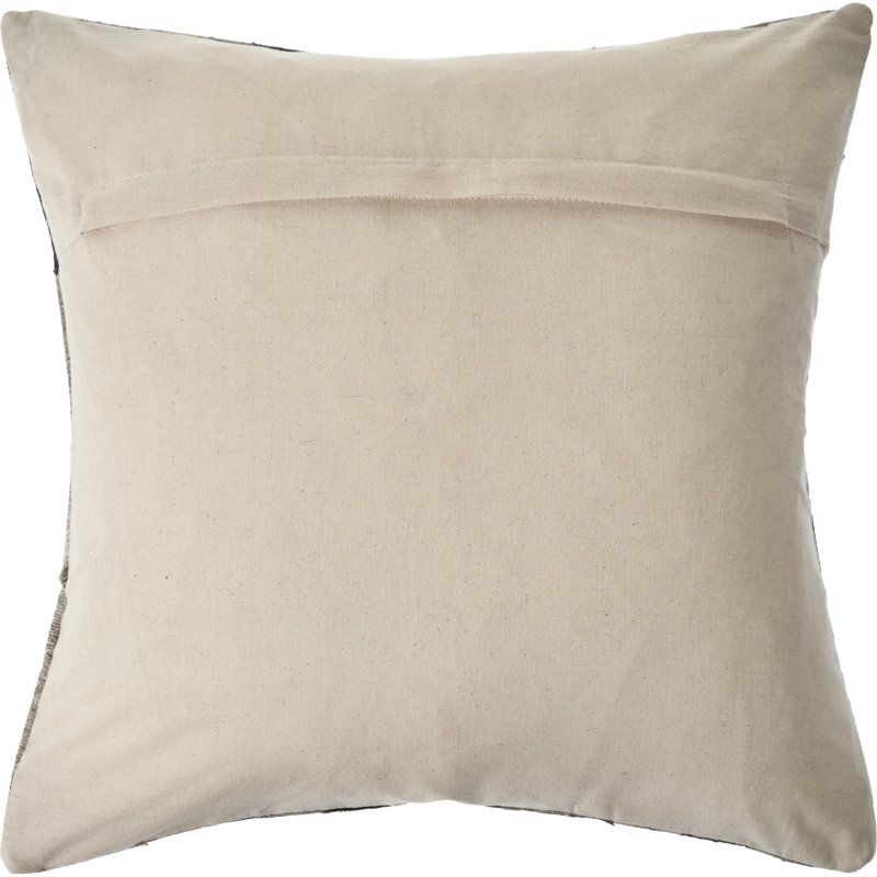 Gray and Charcoal Faux Leather Wool Throw Pillow Set