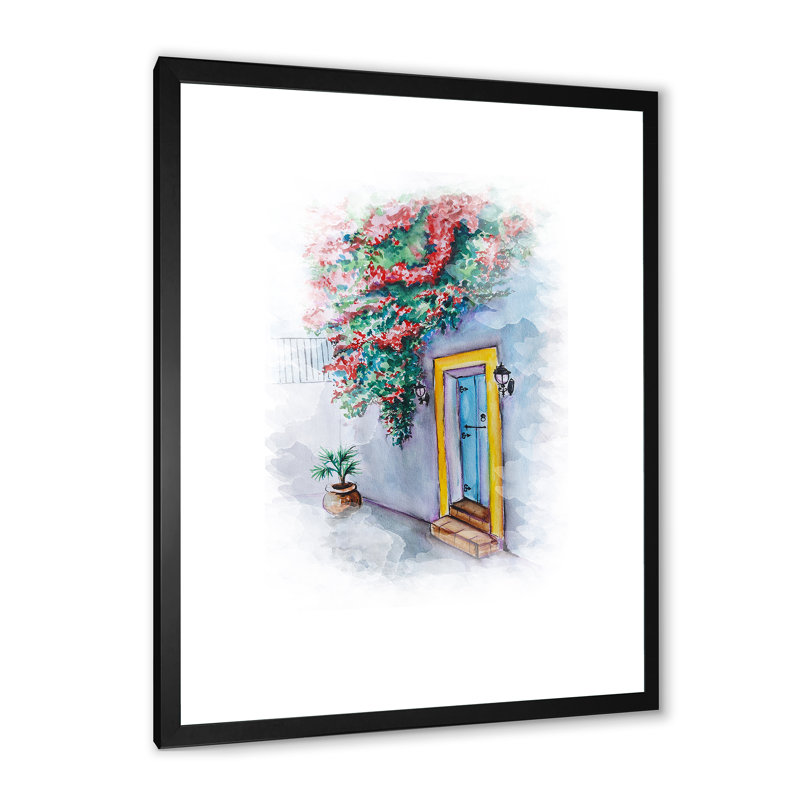 Illustration florale de porte III - Peinture, Cadre photo noir, H 20 po x l 12 po x P 1 po