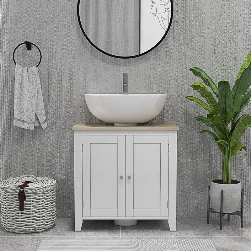 Armoire de rangement, meuble-lavabo sous le lavabo, meuble-lavabo avec tablette en U et tablette interne réglable