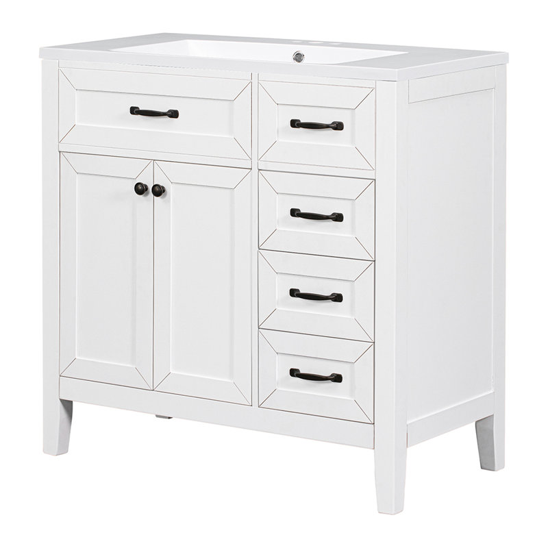 Armoire de salle de bain avec tiroirs, Blanc