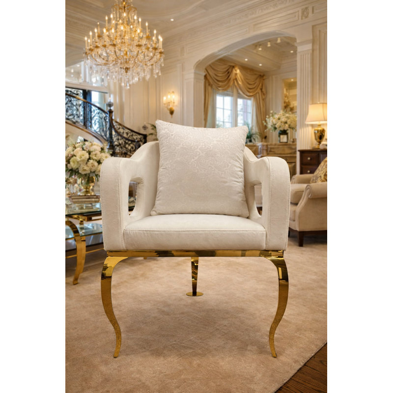 Fauteuil en velours 24,4 po Jahin, Blanc