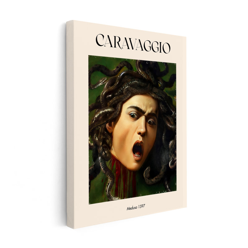 Caravage - Méduse, Black Framed, Canvas, 11"H x 14"W