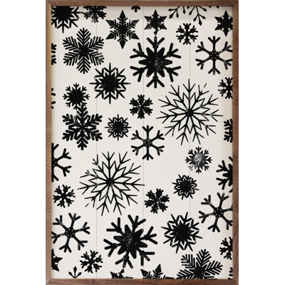 Pattern Snowflakes Black On White
