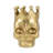 7" Gold Metal Skull with Crown Figurine - Modern Metallic Aluminum Decorative Sculpture for Home Office Bedroom Living Room Decor.