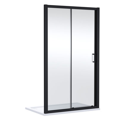nuie Lucie 1400mm Matt Black Sliding Shower Door