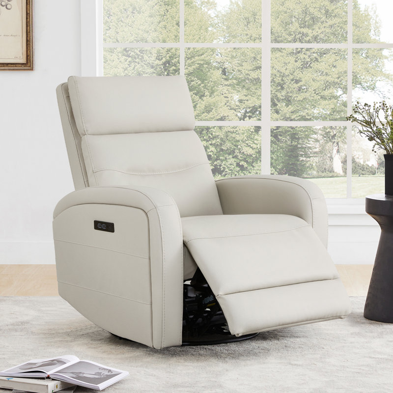 Nylie 33.3" Wide Power - Push Button Rocker Standard Recliner, Cream, Dual Motor