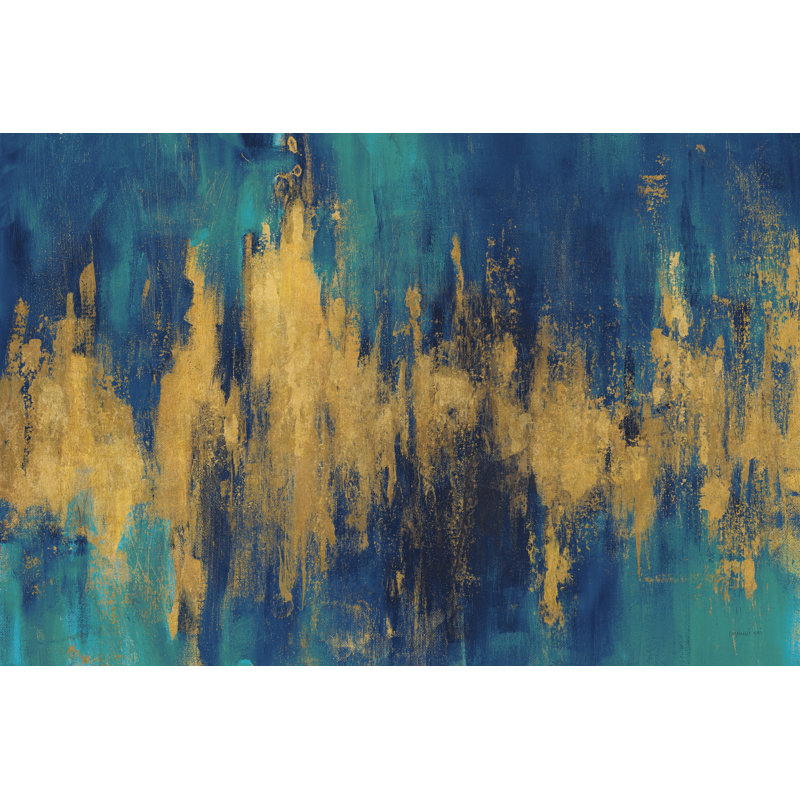 Blue And Gold Abstract Crop by Danhui Nai - Wrapped Canvas Painting, Paper Print, 81cm H x 122cm W x 0.17cm D