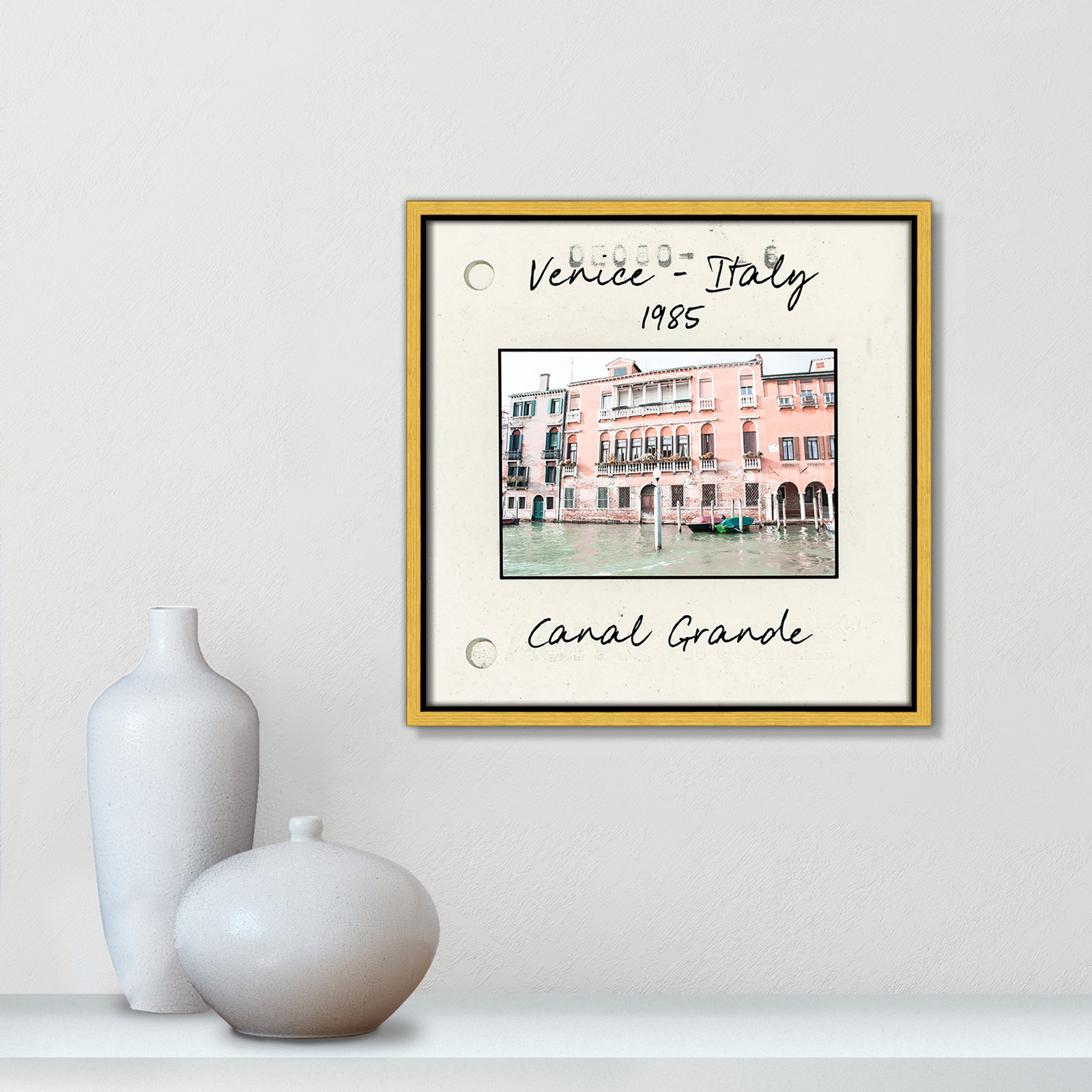 Venice, Italy - Grand Canal Print by Nan, 13.5" H x 13.5" W x 2" D, Gold Floater Framed Canvas