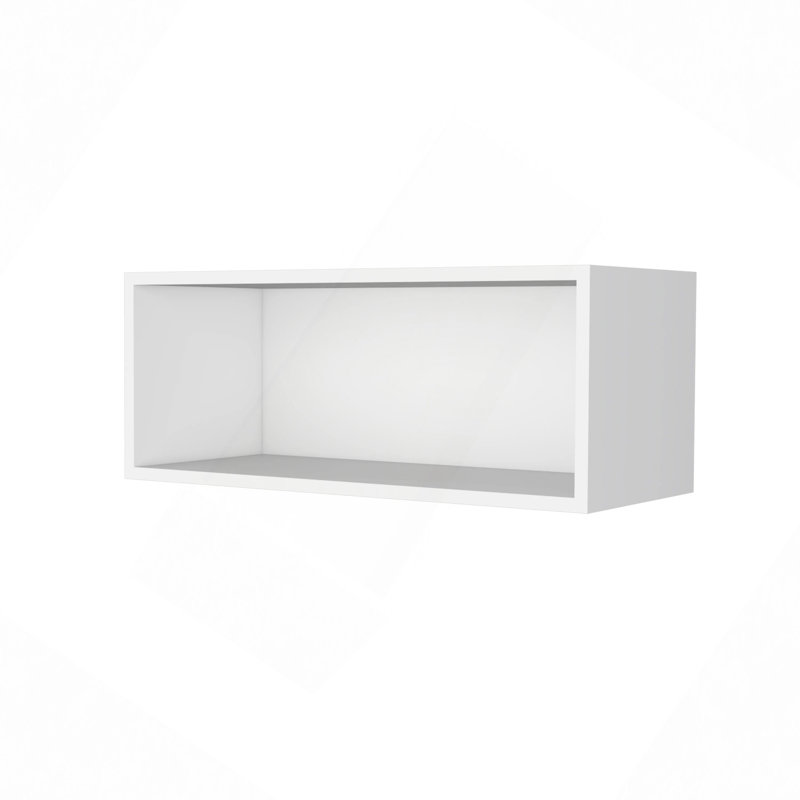 Armoire murale moderne avec tablettes ouvertes et tablettes flottantes modernes, Blanc
