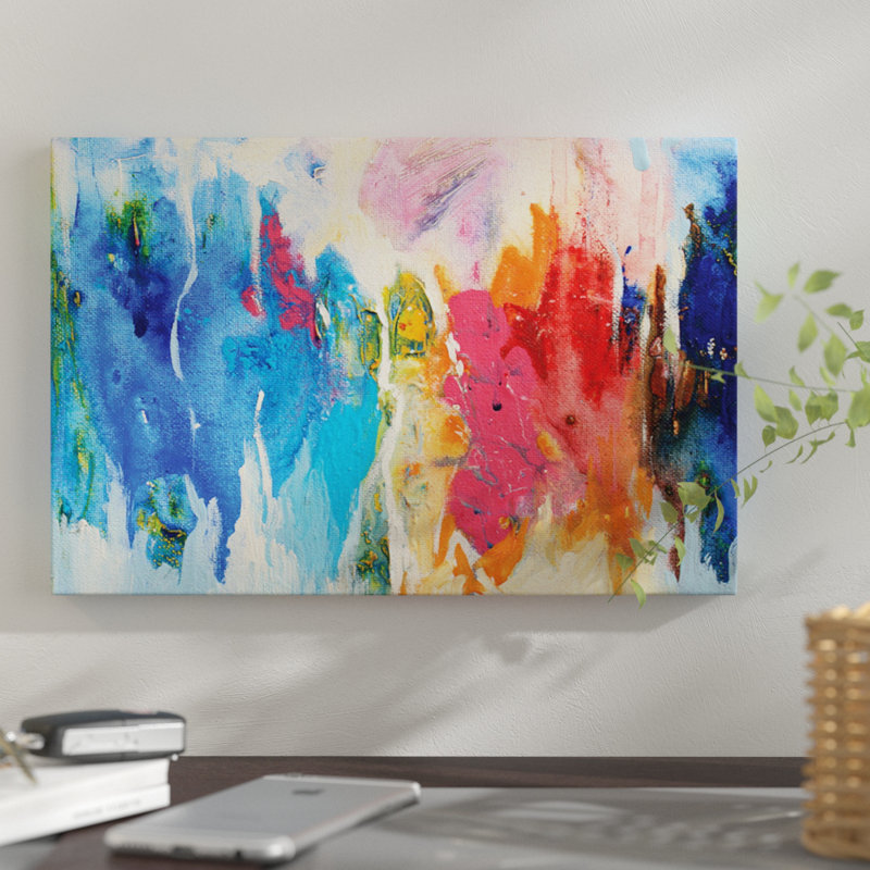 «Composition abstraite xiv», reproduction sur toile, H 8 po x l 12 po x P 0,75 po, Pas de tapis, Toile tendue