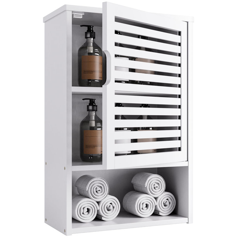Bamboo Wall Mounted Required Bathroom Cabinet, White