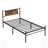 metal bedframe,Headboard with wood panel decoration,black-1194128847