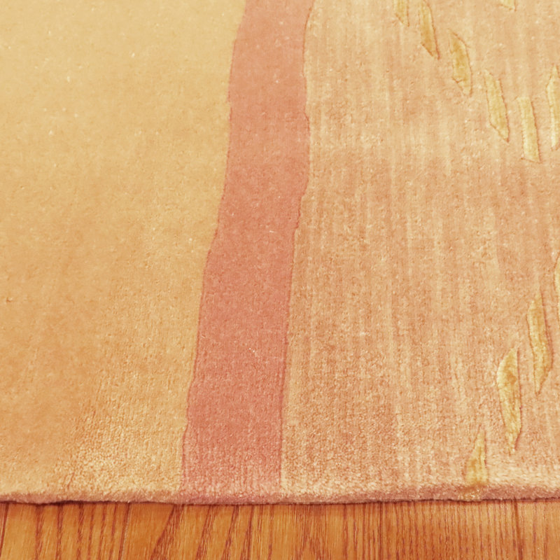 Presidential Hand Knotted Striped Area Rug in Beige/Pink, Rectangle 8' x 10'