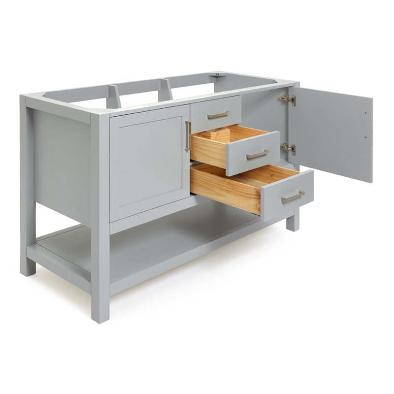 Bayhill 54'' W Single Bathroom Vanity Base, Gray