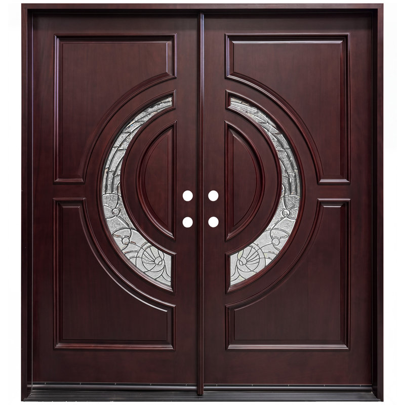 Pre-Hung Exterior Ready to install Front Wood Mahogany Pre - Hung Front Entry Doors, Left Hand, 80" H x 60" W x 1.75" D
