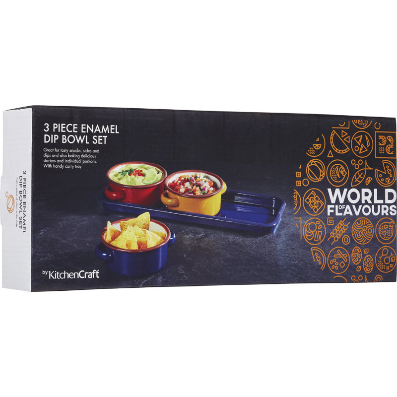 World of Flavours 3 Piece Chips and Dip Platter Set