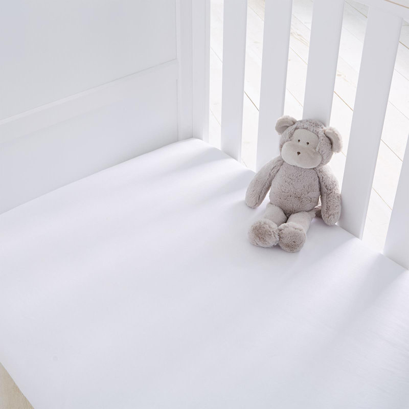 Fitted Sheet 2 Pack Full Cotton Anti Allergy Bed Cot Size Cover Bedding Set, White