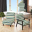 Chaise d'appoint rembourrée Beige et bleu Coastal Chevron Serenity-1369175137