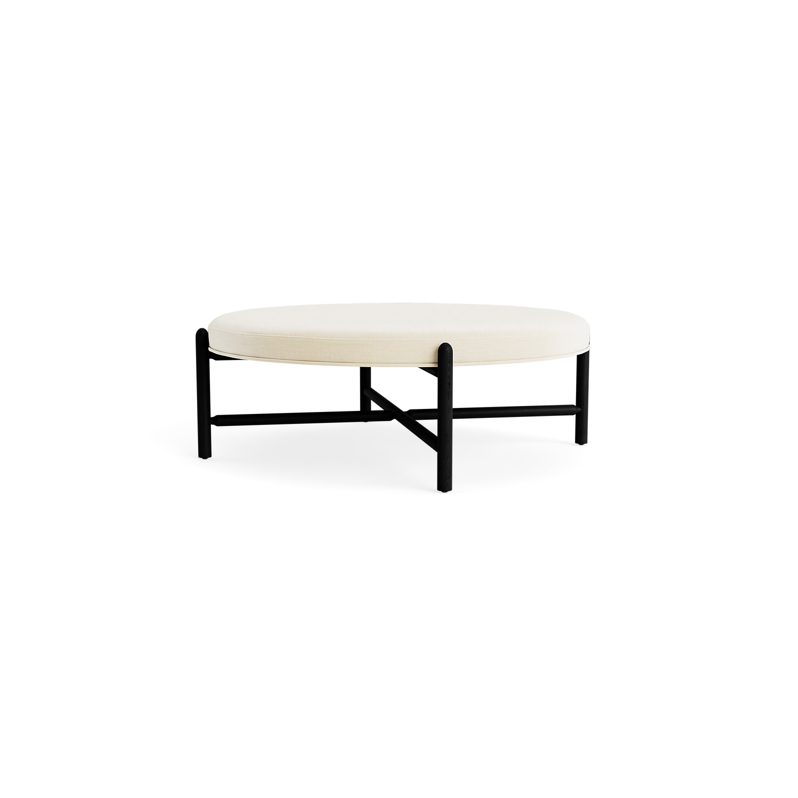 Vane 48" Round Ottoman, Cream, Black