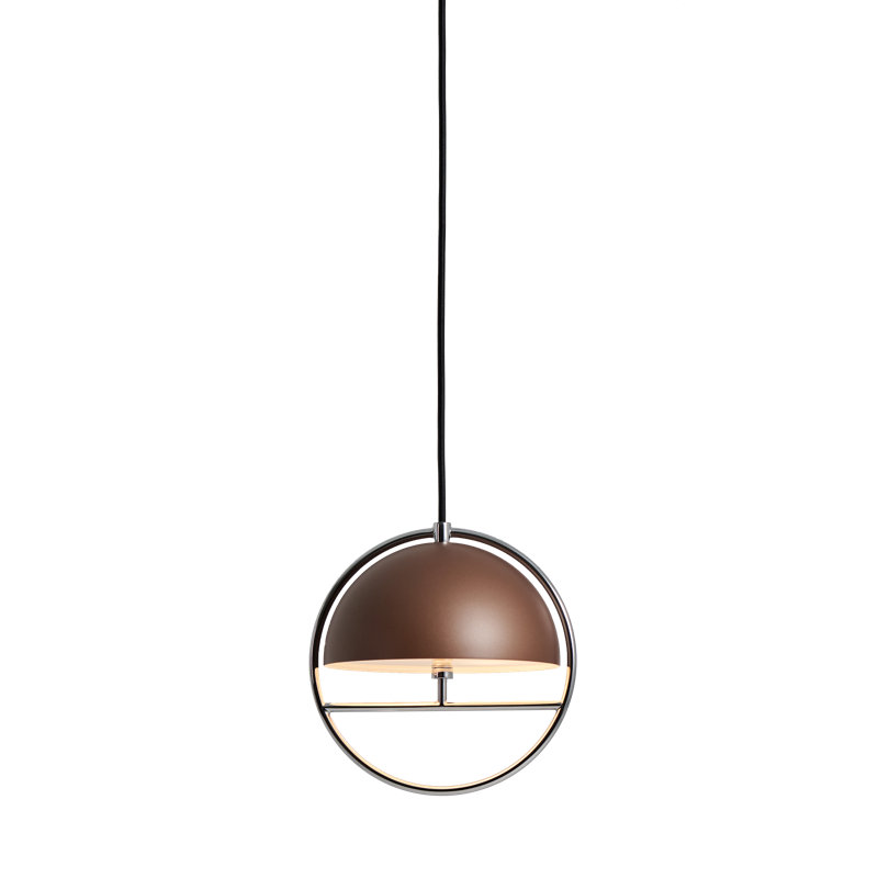 Huan 1 - Light Pendant, 9.1" H x 8.9" W x 7.9" D, Cocoa, Chrome