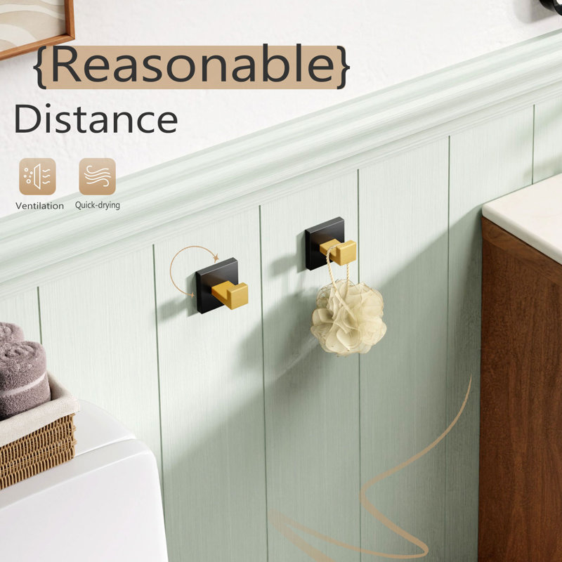 Robe Hook Wall Mounted, Black/Gold
