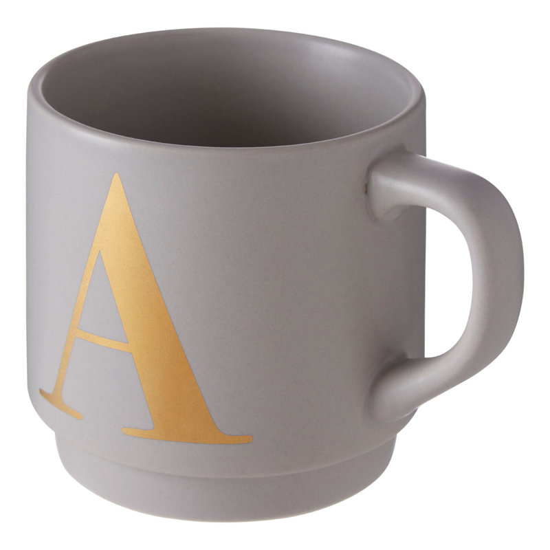 Ethel Porcelain Coffee Mug, A, Grey/Gold