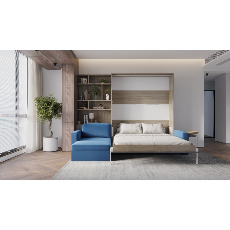 Neidelin Upholstered Bed, Beige/Grey/Navy