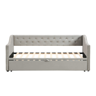 Twin Size Upholstered daybed with Pop Up Trundle