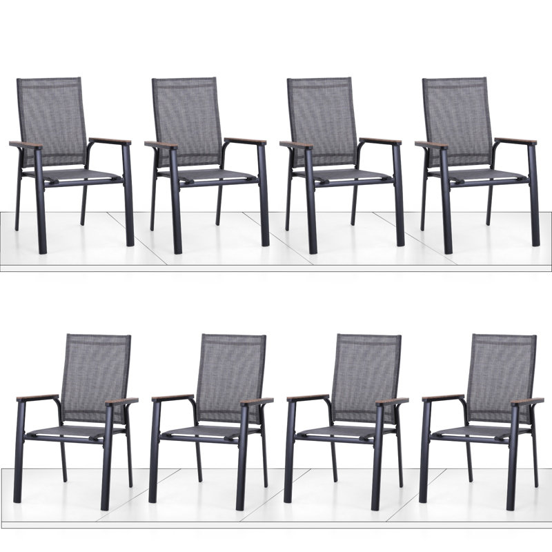 Fauteuil de patio empilable en aluminium Alyah, Gris