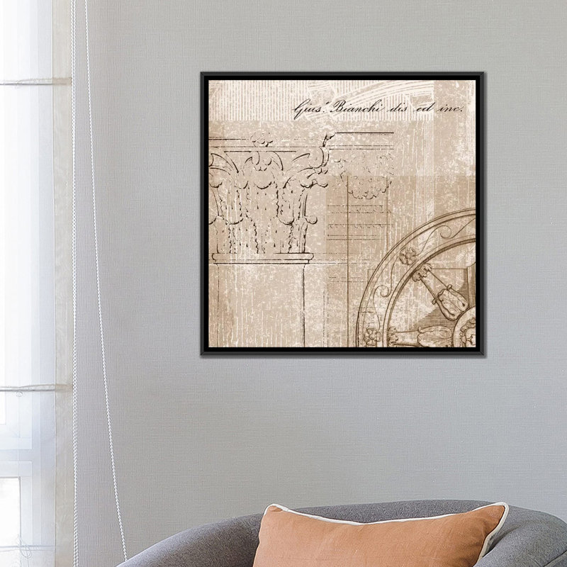 « romanesque ii », impression sur toile, H 18 po x l 18 po x P 1,5 po, Toile avec cadre noir, Pas de tapis