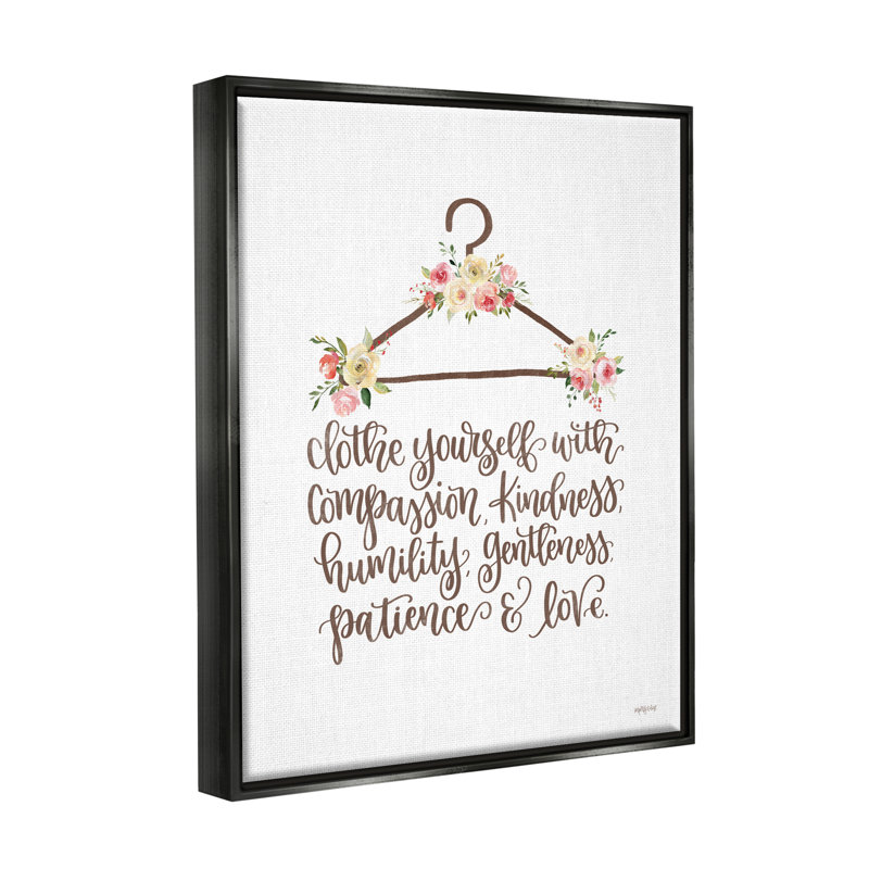 "Habillez-vous", citation de mode, calligraphie florale par l'imperfect Dust - reproduction de cadre flottant sur toile