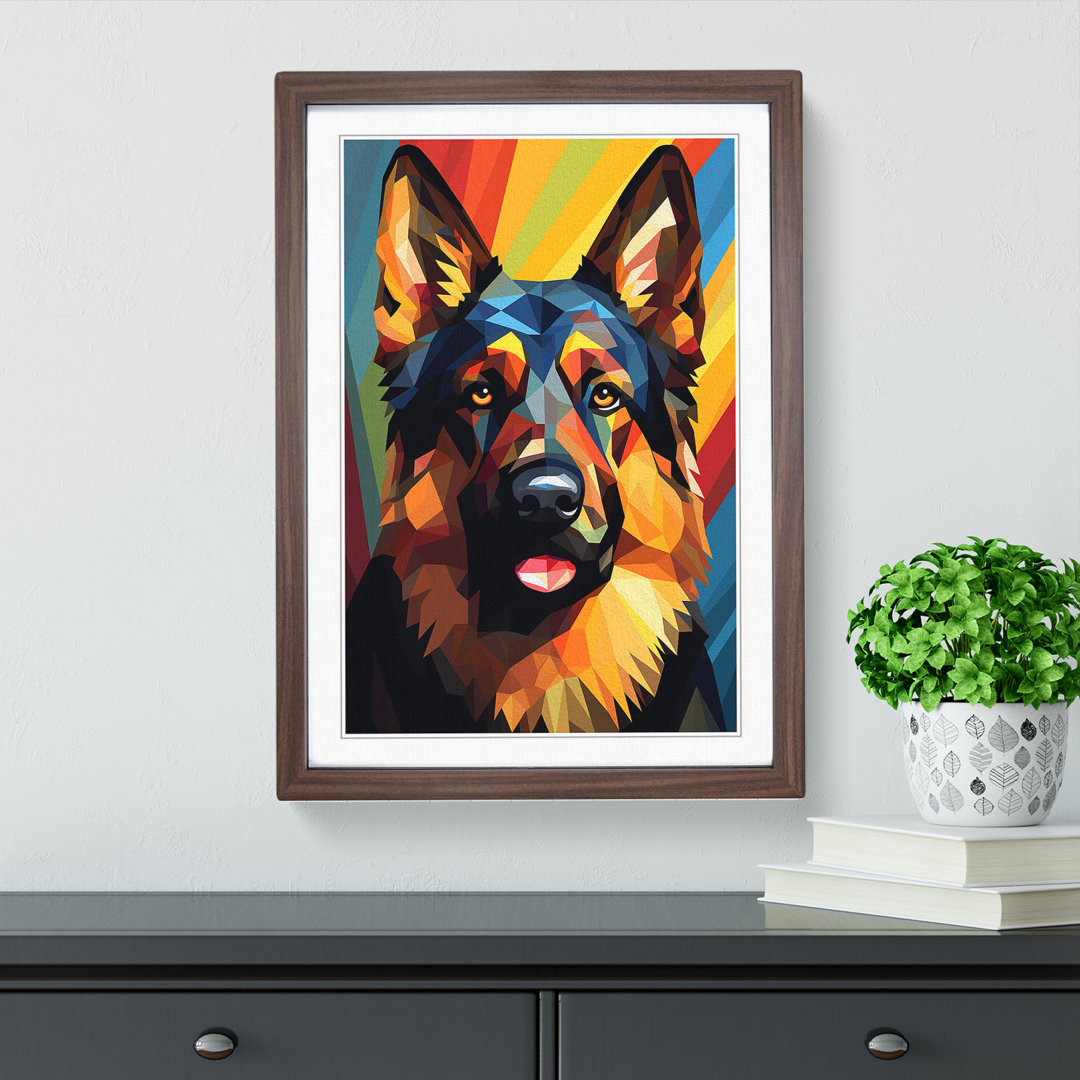 German Shepherd Geometric No.3 - Framed Print
