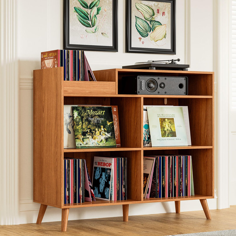 3-Tier Large Record Player Stand with Power Outlet
