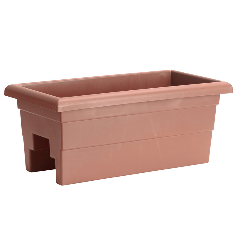 Kaysville Plastic Rectangular Railing Planter, Terra Cotta