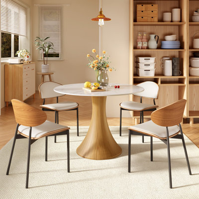 4 - Person Dining Set with 4 Stury Modern Dining Chairs for Compact Apartments, Breakfast Nooks and Small dining rooms